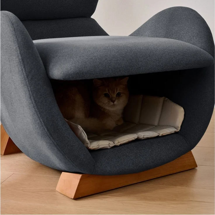 STILVORA Relaxsessel Haustierfreundlicher Loungesessel mit Tierhaus,anti-Katzen-Kratz-Stoff (Fernsehsessel bietet Katzen und kleinen Hunden einen Rückzugsor, 1-St), im Walhai-Look – Bild 3