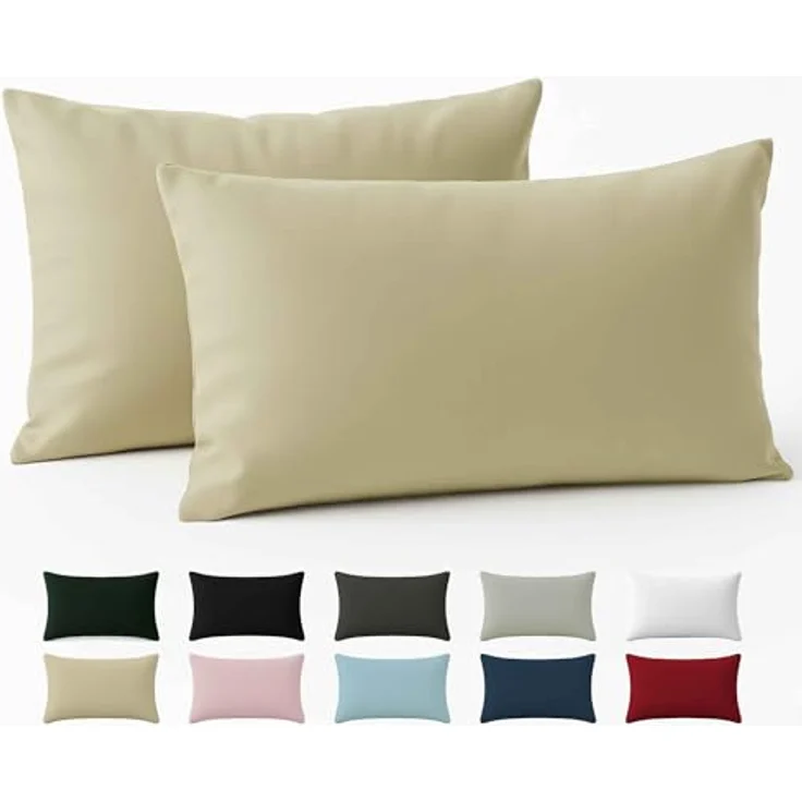 Kissenbezug 30x50 Renforcé Baumwolle (2er-Set) - Beige - Dicht gewebt mit 57 Fäden/cm² - Kissenbezug 50x30 - Oeko Tex Zertifiziert - Dreamzie – Bild 2
