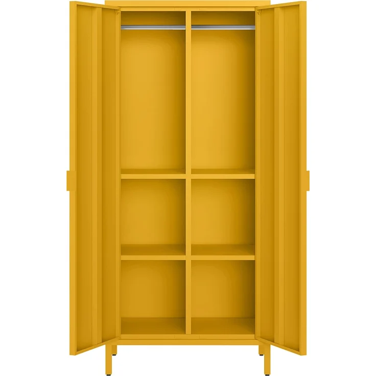 skølm 'Ituri' Kleiderschrank, Metall, 170x45x80 cm, senfgelb, Garderobe mit 4 Fächern und 2 Kleiderstangen – Bild 10