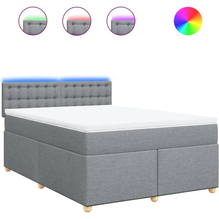 vidaXL Boxspringbett mit Matratze Hellgrau 140x200 cm Stoff 3289017 – Bild 2