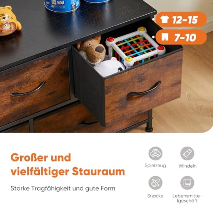Sweetcrispy Kommode mit Stoffschubladen, Schwarzbraun – Bild 6
