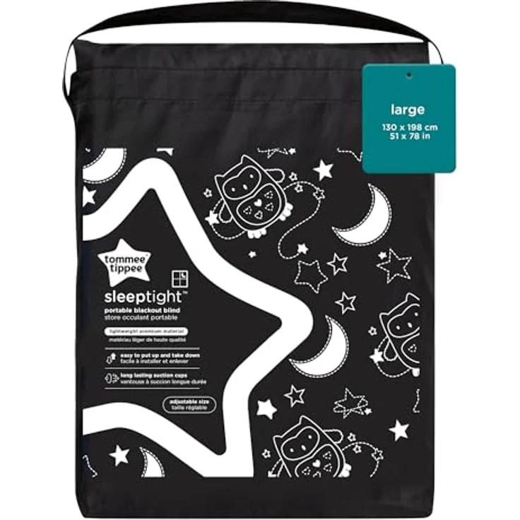 Tommee Tippee Sleeptight tragbares Verdunkelungsrollo mit Saugnäpfen, verstellbar und leicht, Large 1,30x1,98 m – Bild 8
