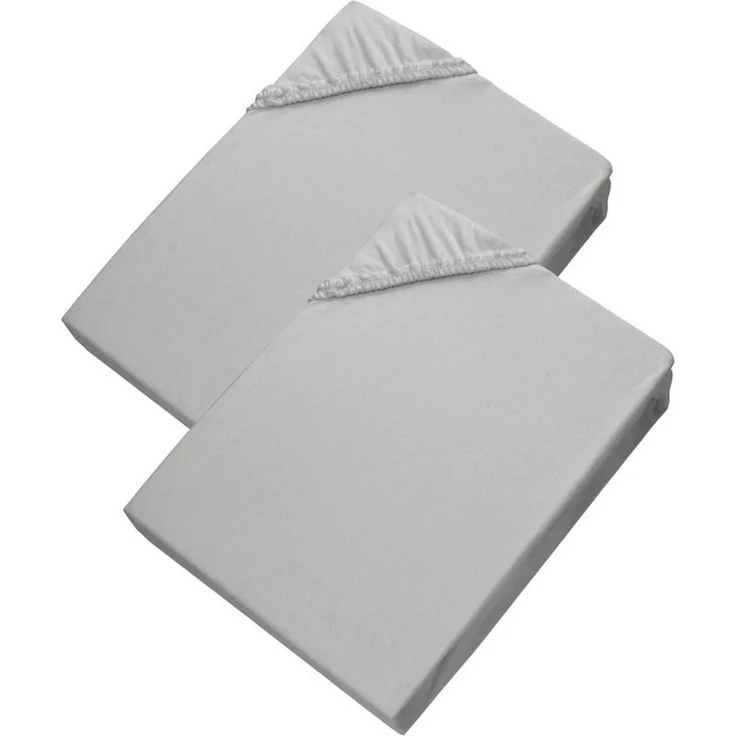 Esprit Spannbettlaken PREMIUM Spannbettlaken, 95% Baumwolle, 5% Elasthan, Gummizug: rundum, (2 Stück), 100 x 200 cm - 2er Set in Grau – Bild 1