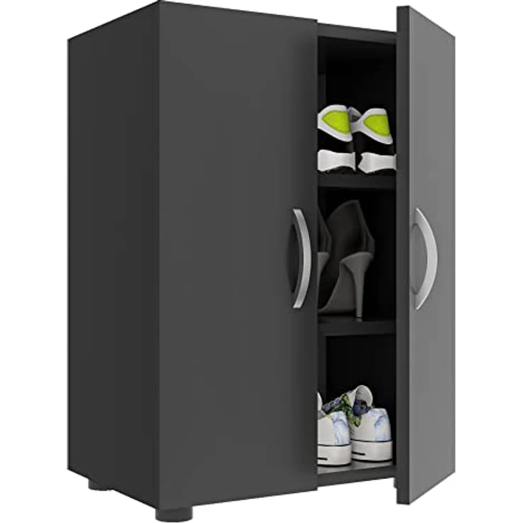 MID.YOU Schuhschrank, Anthrazit, Metall, erweiterbar, 2 Fächer, 48.5x73.9x32 cm, Garderobe – Bild 1