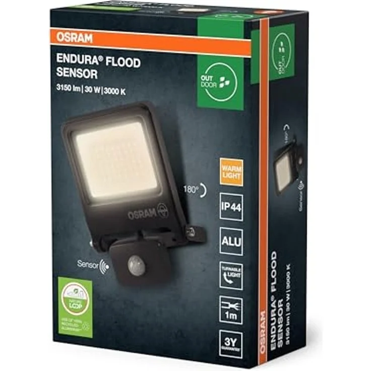 Osram Außenleuchte Endura Flood Bewegunsmelder 30W dunkelgrau warmweiß – Bild 2