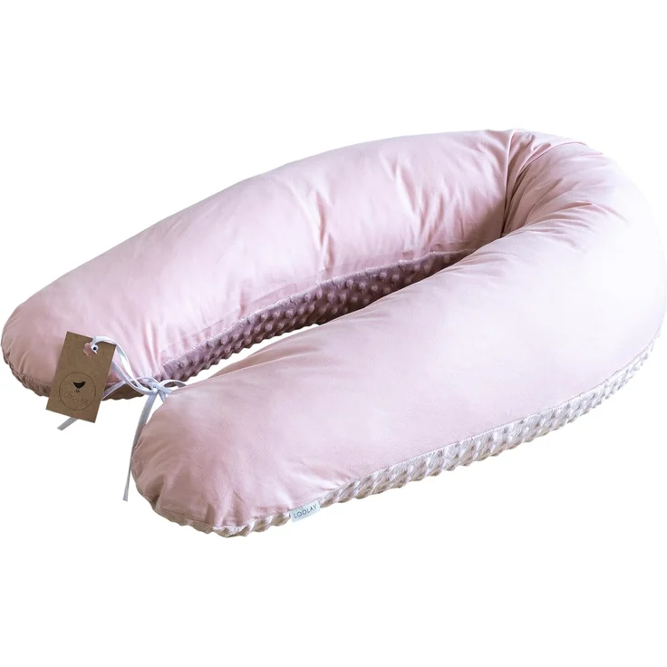 Loolay Stillkissen ROSE Baumwolle/ MINKY Schwangerschaftskissen Stillkissen Frau Kissen, WEICH oder EPS Kügelchen Füllung, 170 oder 190 cm SIZE-Standard, Altrosa Puderrosa Staubrosa Stillkissen + Bezug mit Reißverschluss!, LOOLAY® 100% Europäische Stof... – Bild 1