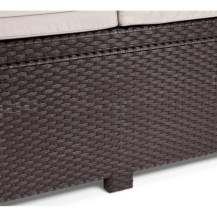 Allibert by Keter Gartenlounge Sofa Victoria, braun/taupe, 2-Sitzer, inkl. Sitz- und Rückenkissen, Kunststoff, flache Rattanoptik – Bild 4