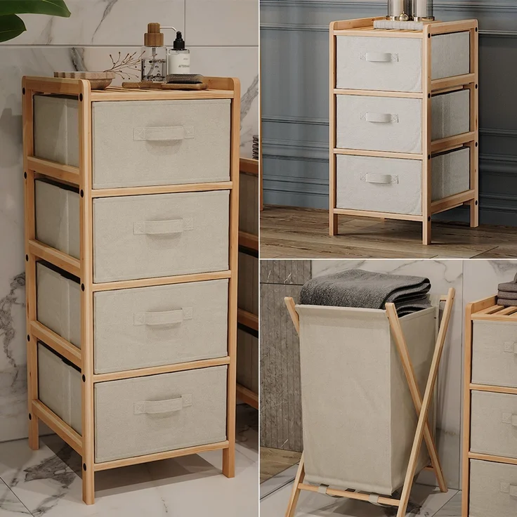 Badmöbel-Set Bruno Beige 3 Teile Vicco – Bild 5