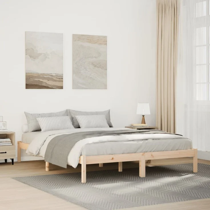 vidaXL Massivholzbett Extra Lang ohne Matratze 140x220 Kiefernholz 852420 – Bild 1