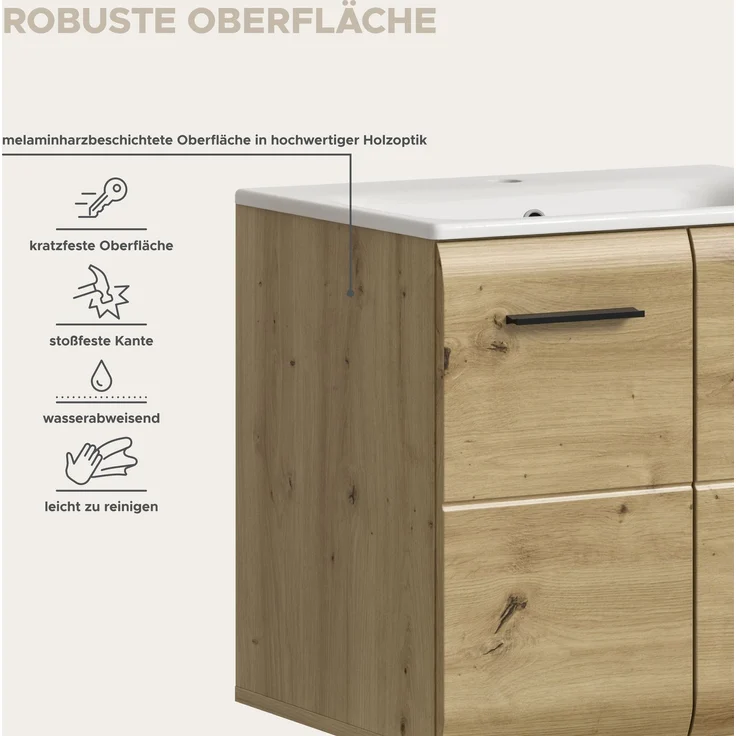 Badkombination (B/H/T: 165x185x46 cm) in Artisan Oak Nachbildung und Artisan Oak Nachbildung – Bild 10