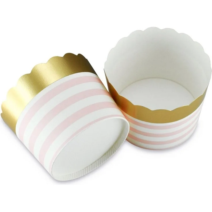 Frau WUNDERVoll Muffinform 25 Muffin Backformen, gold rosa Streifen, Durchmesser 6,1 cm / Muffinb, (25-tlg) – Bild 2