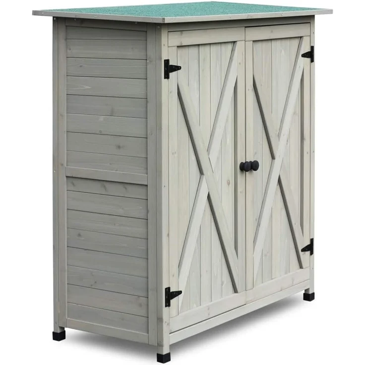 HABAU Gartenschrank Flora, hellgrau, 110 x 55 x 117 cm – Bild 2