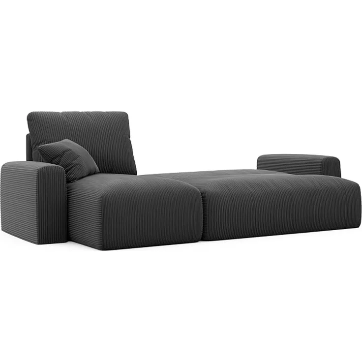 Ecksofa aus Cord mit Schlaffunktion (3-Sitzer, mit Stauraum) – Wohnzimmer-Ecksofa, Anthrazit-Schwarz – Bild 4
