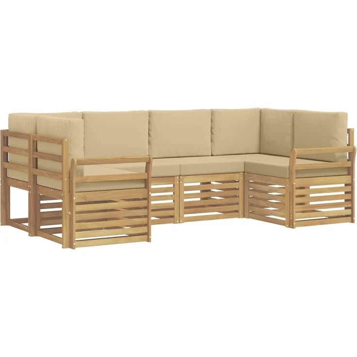 vidaXL Outdoor-Sofagarnitur 6 stk. 6-Sitzer Weiß und Beige Polyester 3392398 – Bild 2