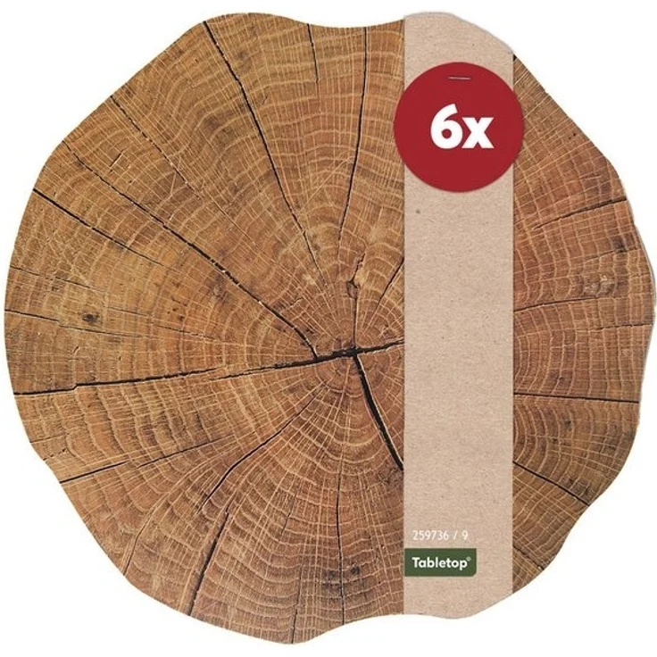 matches21 HOME & HOBBY Platzset Abwaschbare Tischsets 6er Set Baumstamm Holz-Optik rund, (6-St), Platzsets als Tisch-Untersetzer und Tisch-Deko für Esstisch Teller – Bild 4