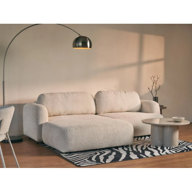Selsey Tvoya Ecksofa mit Schlaffunktion, Ottomane links, Bouclé Hellbeige – Bild 3