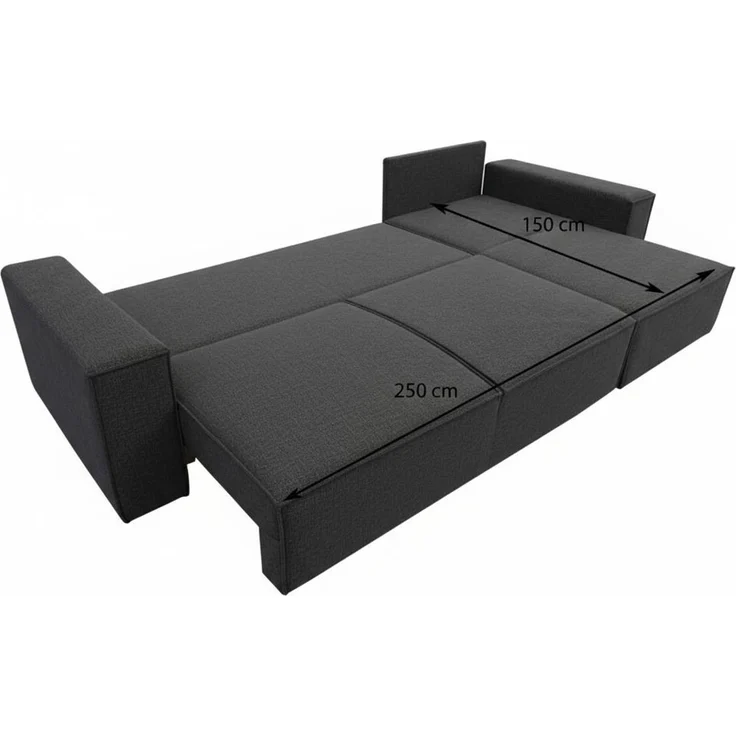 Wohnero24 modernes Ecksofa MARVIN Cord Dunkelgrau 298x180 cm – Eckcouch L-Form mit Schlaffunktion 250x150 cm, universelle Ottomane – Bild 5