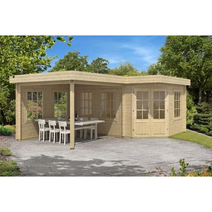 Alpholz Holz 5-Eck Gartenhaus Pepe | Natur | 462x618x236 cm – Bild 4