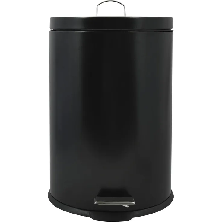 MSV Mülleimer 20 Liter Treteimer Abfalleimer Schwarz aus Metall schwarz