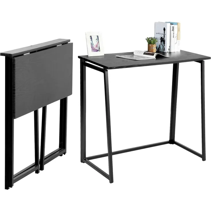 MEUBLE COSY Computertische Faltbar Schreibtisch Kleiner Klappbar Laptoptisch PC-Tisch fürs Büro, Wohnzimmer, Homeoffice, Einfacher Aufbau, Schwarz
