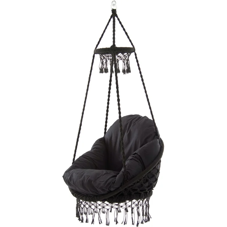 Vivere Macrame Sessel mit Rahmen Eclipse - dunkelblau schwarz VI-MACRAME-03 – Bild 1