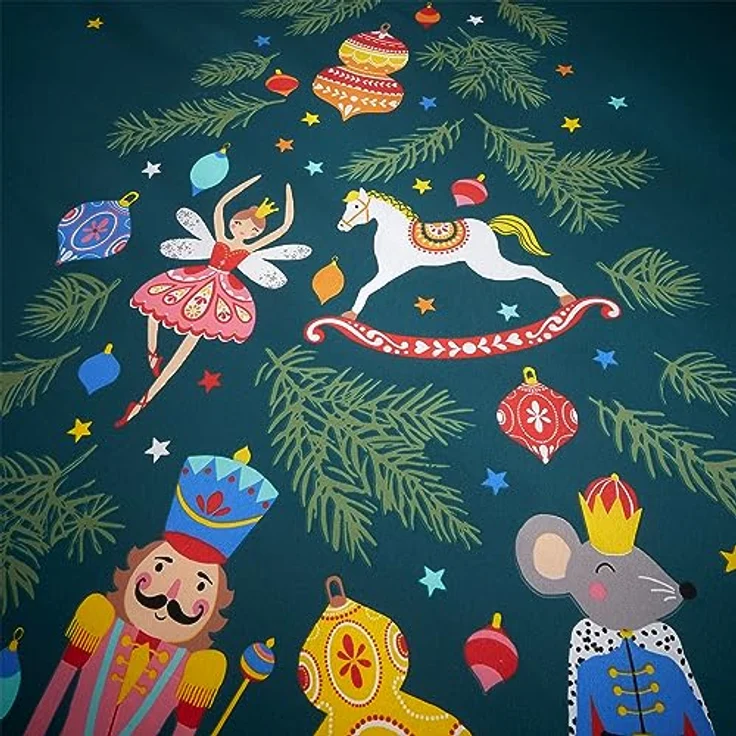 Catherine Lansfield Weihnachtliches Nussknacker-Bettwäsche-Set mit Kissenbezügen, wendbar, Grün – Bild 5