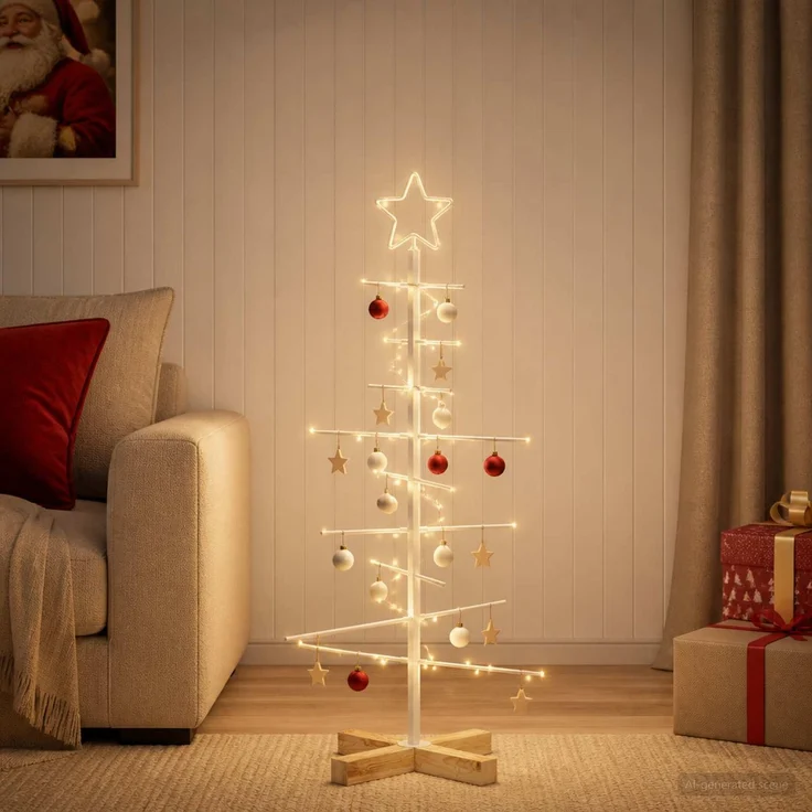 vidaXL Metall Weihnachtsbaum KUOPIO 90 cm Stahl Weiß 42053873 – Bild 3