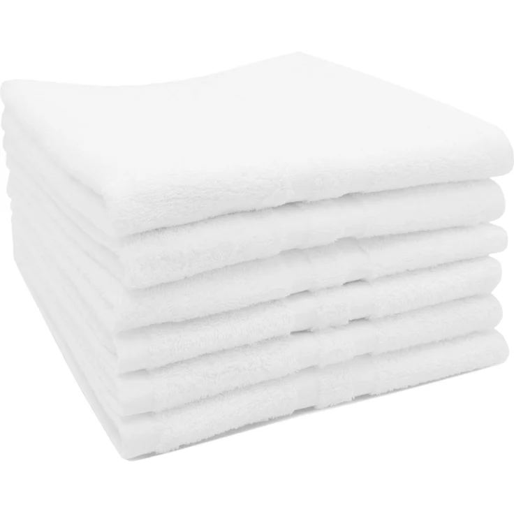 ZOLLNER 6er Set Handtücher, 50x70 cm, weiß, 100% Baumwolle – Bild 1