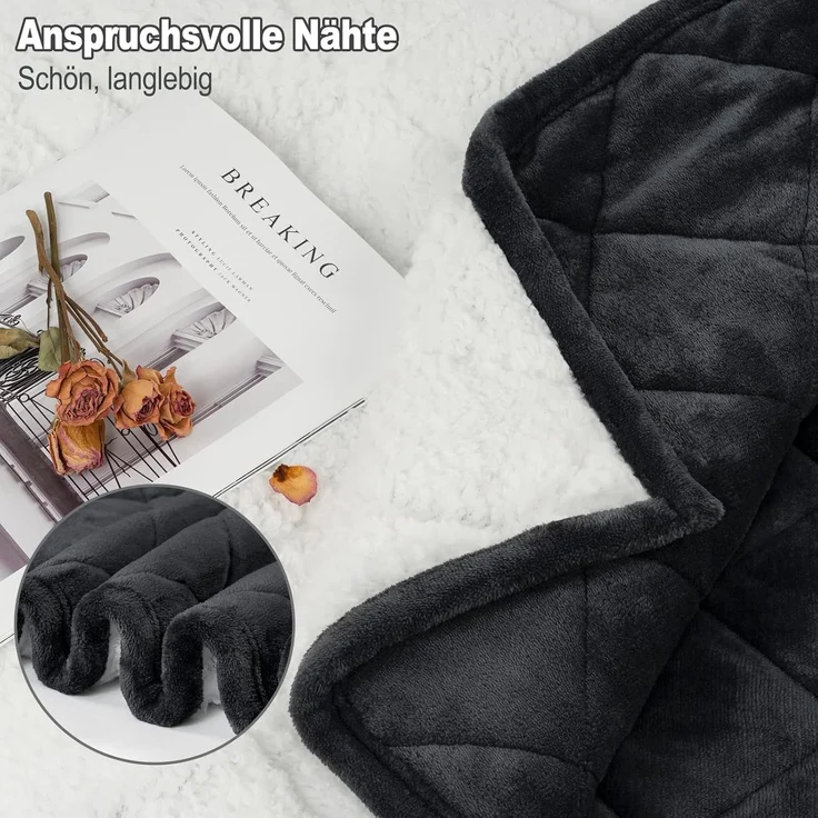 Woltu Gewichtsdecke, Bezug: Flanell Sherpa, Therapiedecke, Schwere Decke aus Flanell Sherpa – Bild 8