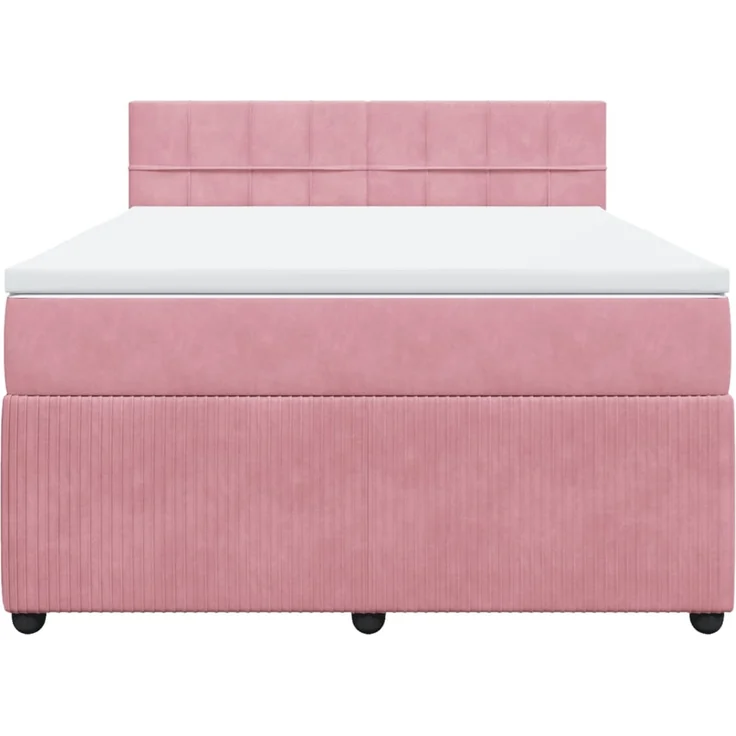 vidaXL Boxspringbett mit Matratze Rosa 160x200 cm Samt 3287787 – Bild 4