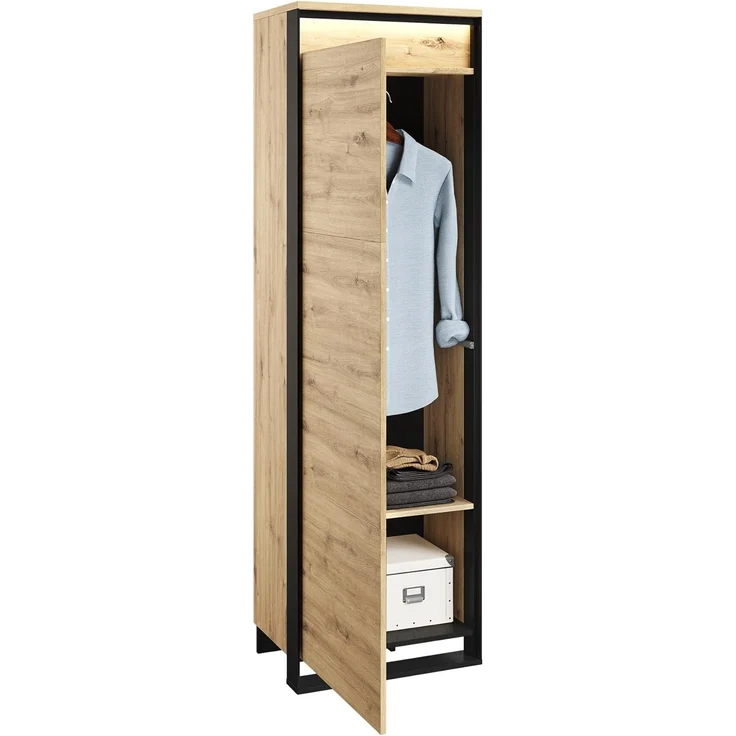 Garderoben-Set Quant VIII Kleiderschrank, Schuhschrank, Spiegel, Kleiderhakenbrett (Farbe: Artisan Eiche / Schwarz + Velo 637) – Bild 3