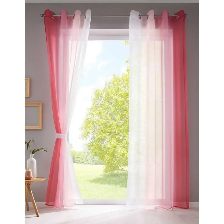 Gardinenbox Gardine (2 St), Ösen, transparent, Voile, Farbverlauf Vertikal »Modena« Voile Raffhalter 10000183