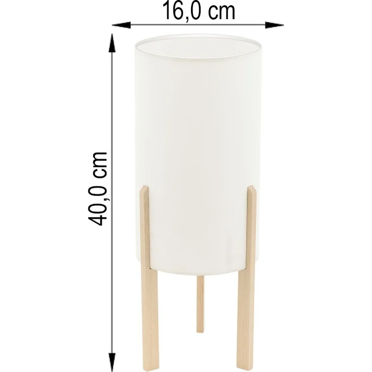 Tischleuchte, Holz, natur, Textilschirm, beige, H 40 cm – Bild 7