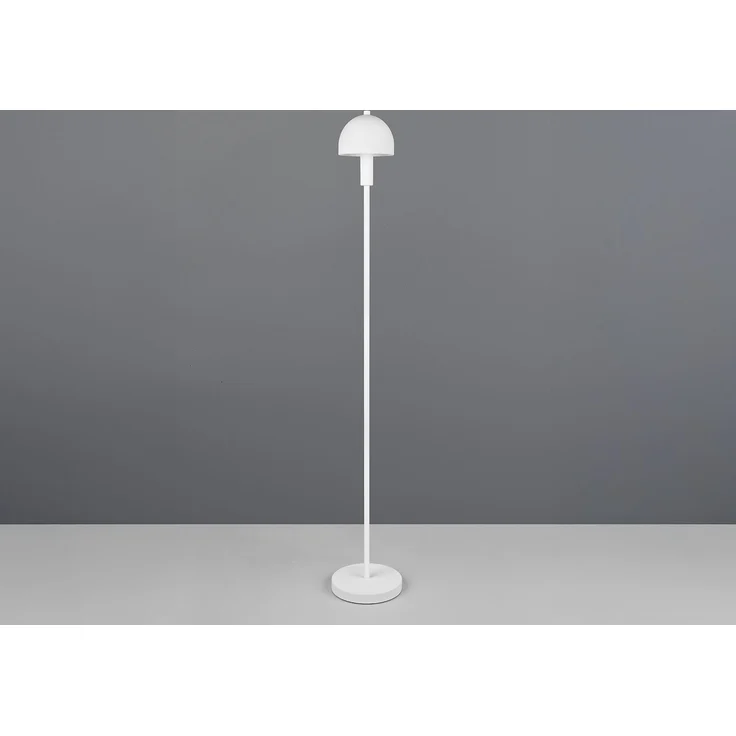 Kleine Stehlampe GLENN Weiß mit Metallfuß und Lampenschirm Glas, Höhe 120cm – Bild 5