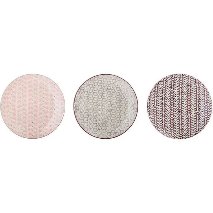 Bloomingville Frühstücksteller Bloomingville Maya Frühstücksteller Violett Steingut Ø 22 cm 3er Set