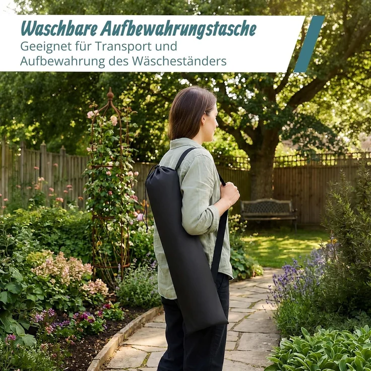 Relaxdays Ausziehbarer Wäscheständer mit Tasche – Bild 8