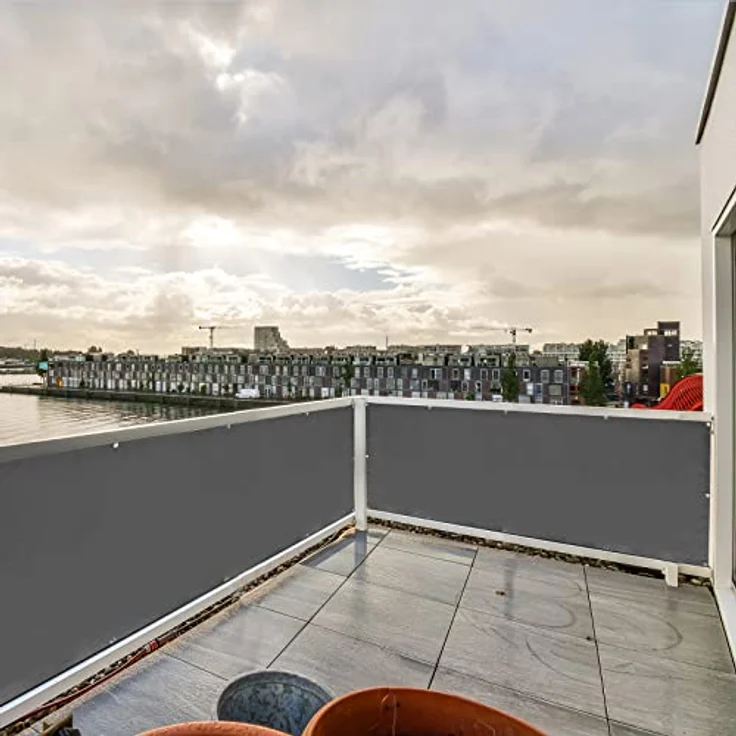 CCLIFE Balkon Sichtschutz Wind- und UV-Schutz Wetterfest 160 g/m2 mit Ösen Balkon sichtschutz Blickdicht 75x300 cm (3 Größen & 2 Farben) für Balkongeländer Terrasse Garten – Bild 5