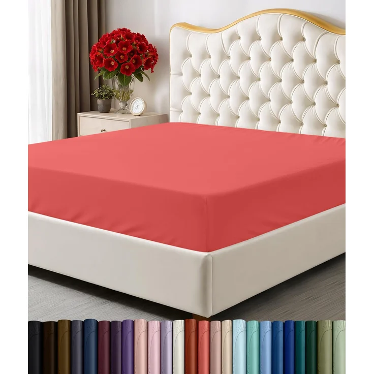 Utopia Bedding Spannbetttuch, Tiefe Taschen, weiche Mikrofaser, schrumpft und lichtbeständig, pflegeleicht, nur 1 Spannbetttuch (Koralle)