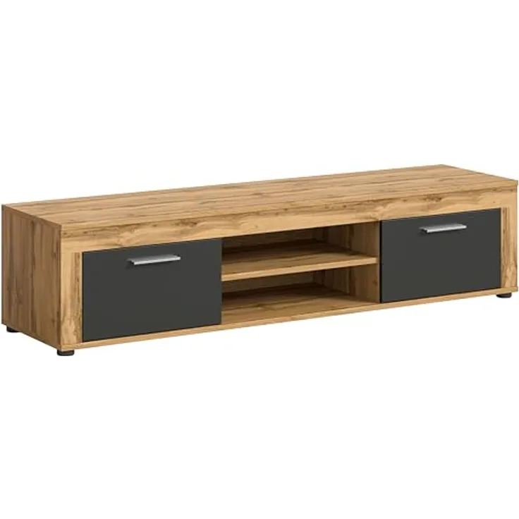 Xonox Lowboard, Grau, Holzwerkstoff, 160x37x40 cm, mit 2 Türen und 2 variablen Einlegeböden, FSC®-zertifiziert