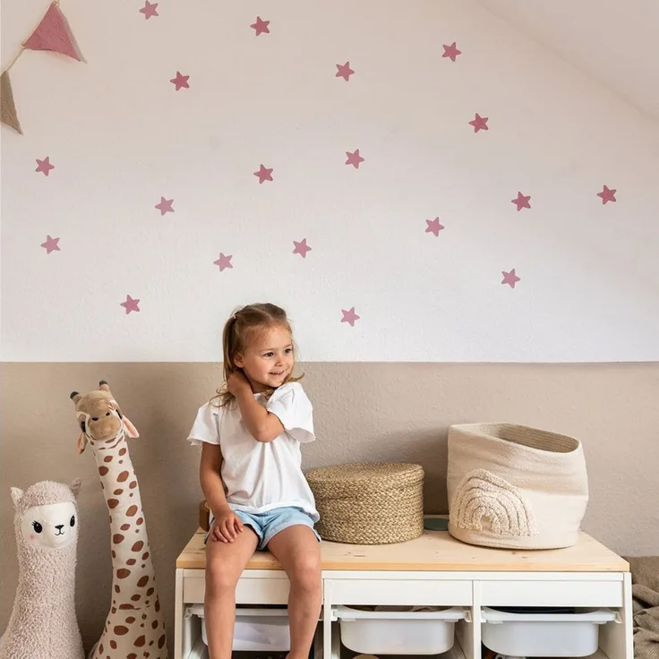 lilimaus Wandsticker Herzen, Sterne & Punkte selbstklebend - Deko fürs Kinderzimmer (36 St), Herzen, Sterne oder Punkte - 36er- & 132er-Set, ablösbar