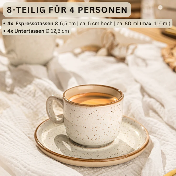 SÄNGER Espressotassen Set Rio Creme 8 teilig für 4 personen – Bild 2