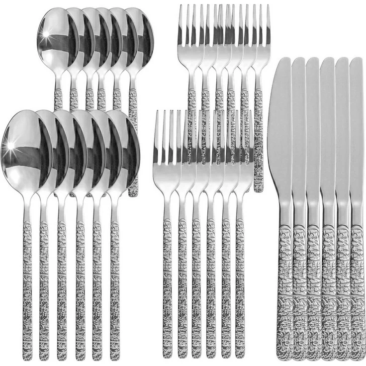 Roxlin Besteck-Set Roxlin Besteckset 30-tlg Stein Design Edelstahl, Gold/Schwarz/Silber, 6 Personen, Edelstahl – Bild 2