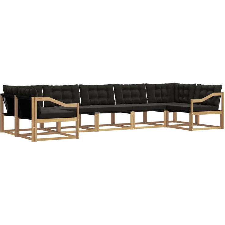 vidaXL Outdoor-Sofagarnitur 7 stk. 7-Sitzer Weiß und Schwarz 3389054 – Bild 2