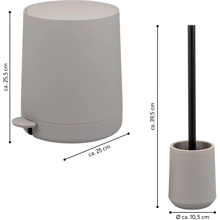 Bad-Accessoires Set TESERO 2tlg. bestehend aus 1x WC-Garnitur, 1x Kosmetikeimer aus Kunststoff in Taupe – Bild 7