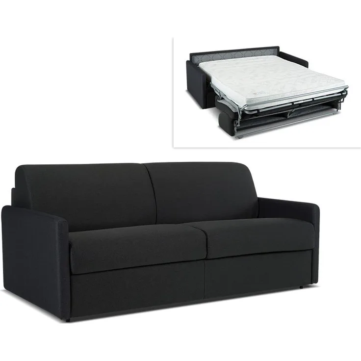 Schlafsofa 3-Sitzer CALIFE - Stoff - Beige - Liegefläche: 140 cm - Matratzenhöhe: 18 cm