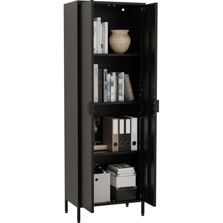 VCM Büroschrank Flokas 920255 Schwarz H. 180 x B. 60 x T. 35 cm