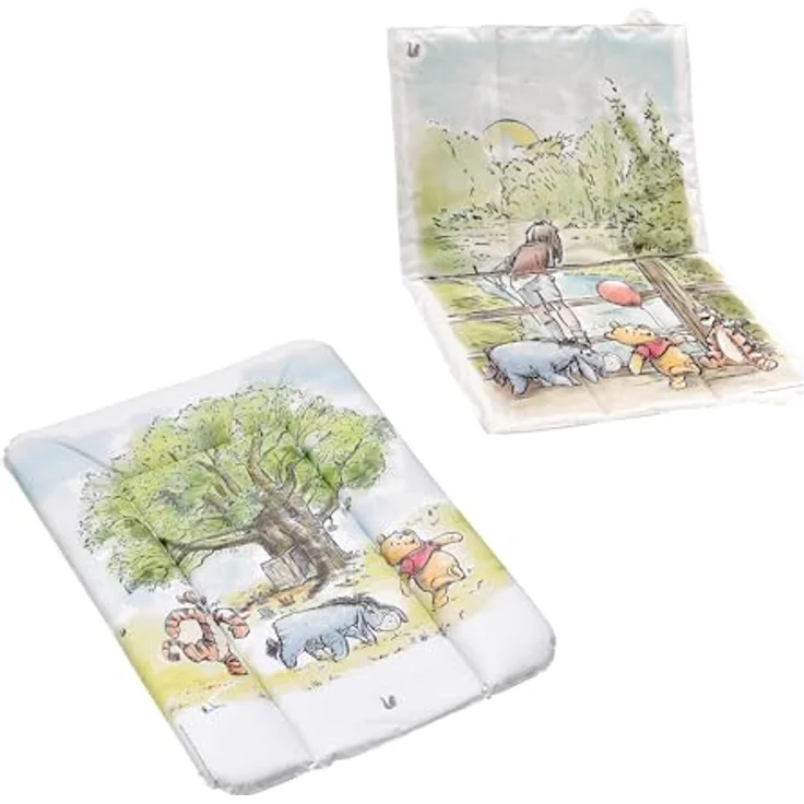 keeeper Winnie Puuh-Set Wickelunterlage amelia für Tisch, Kommode etc. + Wickelunterlage antek für unterwegs, Bequeme Liegefläche, Einfache Reinigung, Weiß – Bild 2
