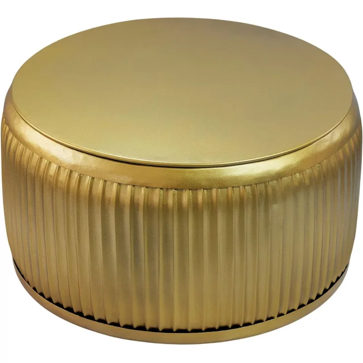 Couchtisch Metall Rund 60cm Gold mit abnehmbarer Tischplatte - Design Wohnzimmertisch mit Stauraum - Extravaganter Loungetisch Metall - Moderner Sofatisch - Beistelltisch Handmade