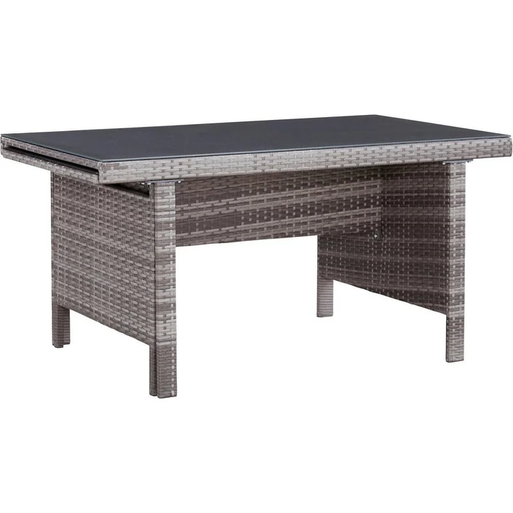 KONIFERA Garten-Essgruppe Parla, (Set, 21-tlg, 6xSessel, 1x AZ-Tisch 150-242,5cm,2x Hocker,inkl. Auflagen, Polyrattan), 2 der 6 Sessel sind verstellbar, Grau, Tischplatte aus Sicherheitsglas – Bild 2