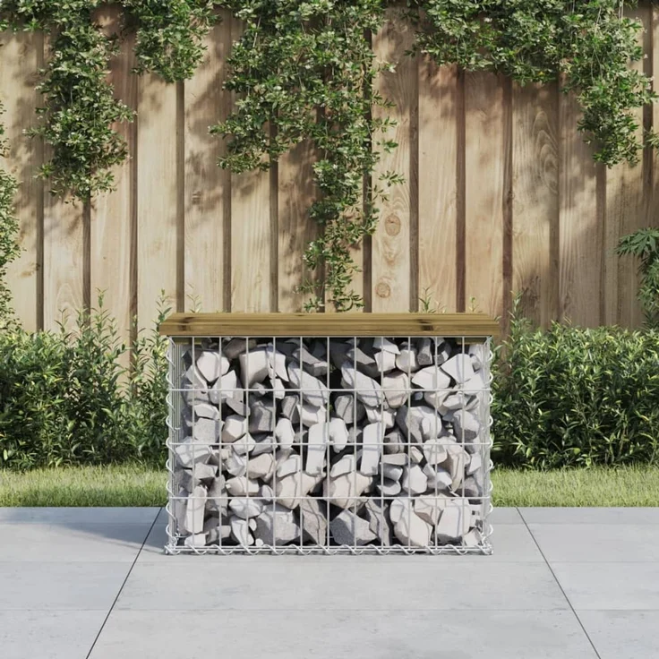 vidaXL Gartenbank aus Gabionen 63x31,5x42 cm Kiefernholz Imprägniert 834346 – Bild 1